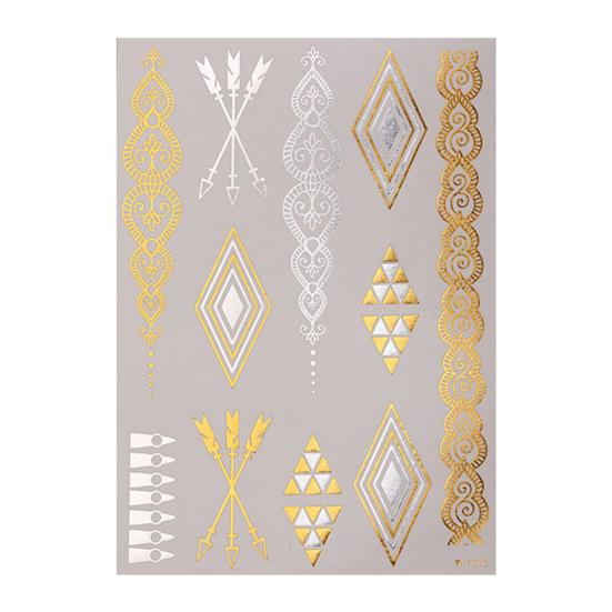 Golden Silver-color Metallic Tattoo Sticker for Women Girls Temporary Tattoo Sticker