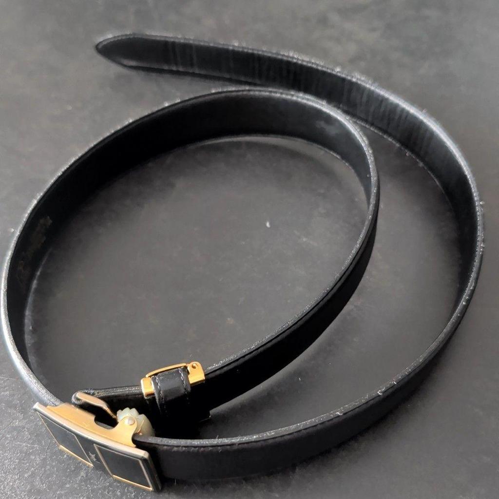 Used Yves Saint Laurent Belt Black Gold Buckle