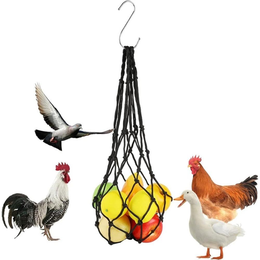 Practical Polyester Mesh Design Chicken Feeding Bag Easy Install Hanging Type with Hook Reusable Feeder Chicken Duck Supplies