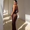 European and American style autumn new women's clothing temperament elegant neck knitting sleeveless slim dress wholesale