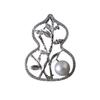 Chinese Style Gold-Plated Gourd and Bamboo Brooch with Zircon and Pearls