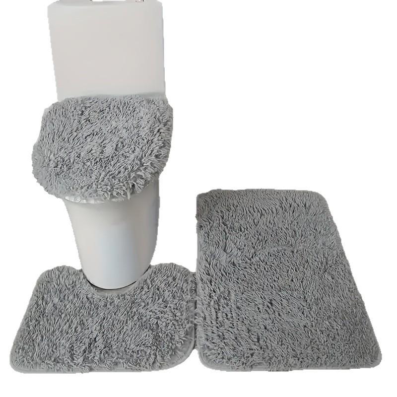 Nordic Style Absorbent Non-slip Bathroom Mat Set - 3 Piece Silk Wool Rug