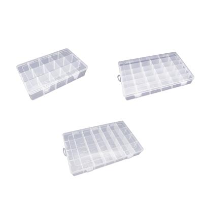 Caixa Organizadora Transparente de 15/28/36 Grelhas com Divisórias Ajustáveis Organizador de Compartimentos Recipiente de Armazenamento Transparente para Miçanga