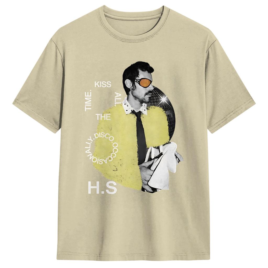 Harry Style Kiss All The Time Disco Occasionally Disco Ball Tour TShirt Summer Cotton T Shirts For Adult Novelty Loose Tshirt