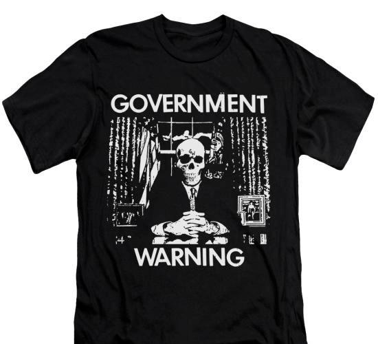

Government Warning T-Shirt Gothic Deathrock Goth Post Punk Music Unisex Tee 4XL