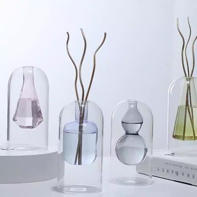 Glass Aromatherapy Bottle Creative Double Layered Essential Oil Evaporation Bottle Exquisite Hydroponic Pot Vase Gift