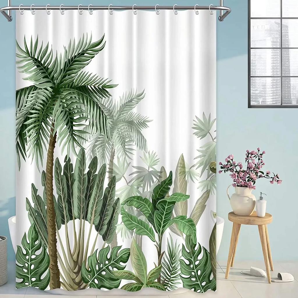 Tropical Paradise Shower Curtain, Exotic Plants & Animals, Waterproof for Bathroom Decor, Enhance Home with Nature's Beauty