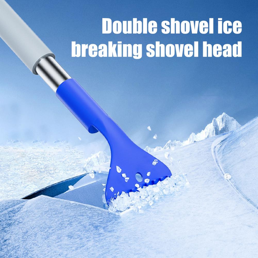 Anti-fatigue Ice Scraper Deicing Wiper Brush with Anti-fatigue Foam Handles Double-headed Snow Brush Adjustable for Winter