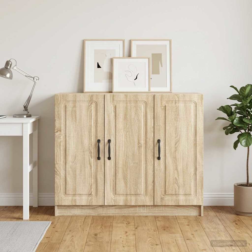 Sideboard In Sonoma Oak Finish 89 X 34.5 X 77 Cm Engineered Wood