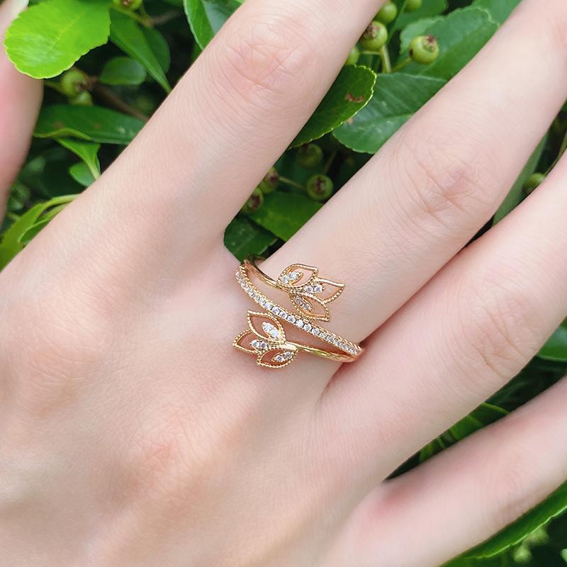 Fashion Rose Gold Ring Earrings Sets Fashion Natural Zircon Earrings For Women High Quality Daily Fine Jewelry Set