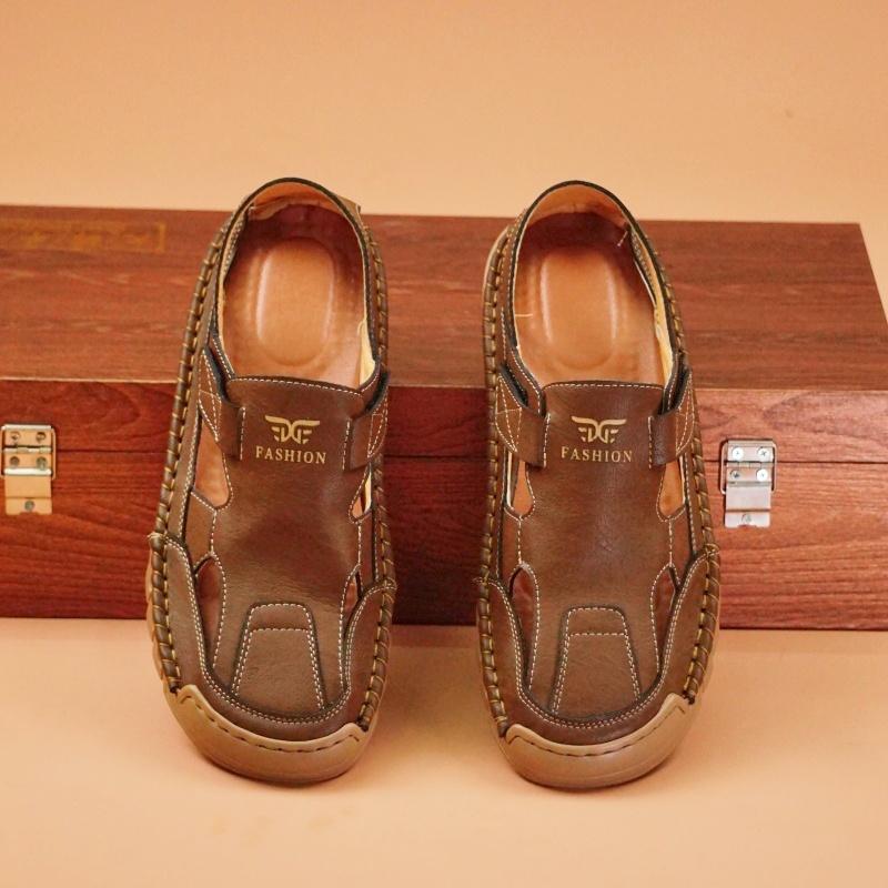 Mote Italiensk Merke Herre Casual Sandaler Massasjesåle Herre Oxford Sko Pustende Sommer Kjøresko Sklisikker Håndlaget Såle