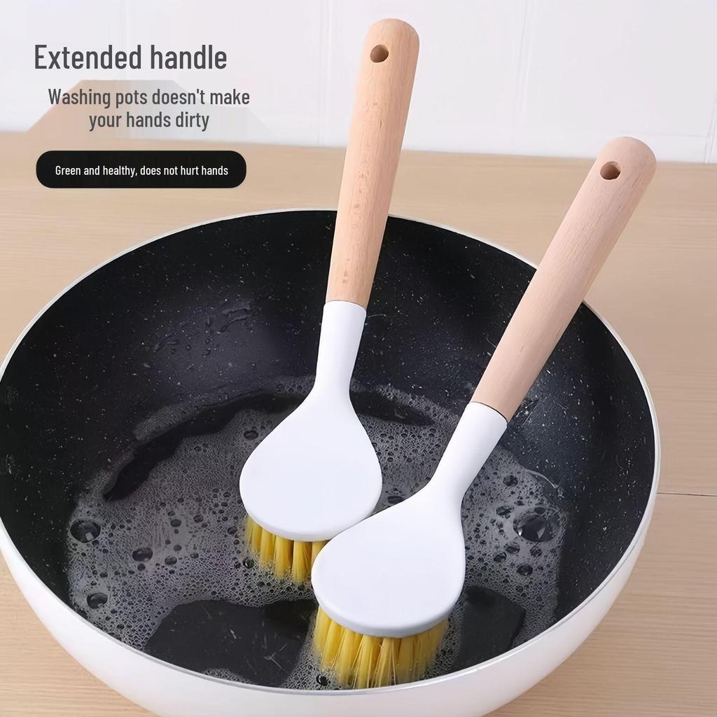 Pot and Dish Cleaning Brush with Long Handle - Non-Stick and Oil-Resistant Kitchen Brush for Descaling and Stubborn Stains.