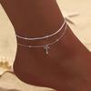 Simple Temperament Sparkling Anklet for Women Bohemia Cross Heart Pendant Adjustable Chain Anklet Niche Design Jewelry Gifts