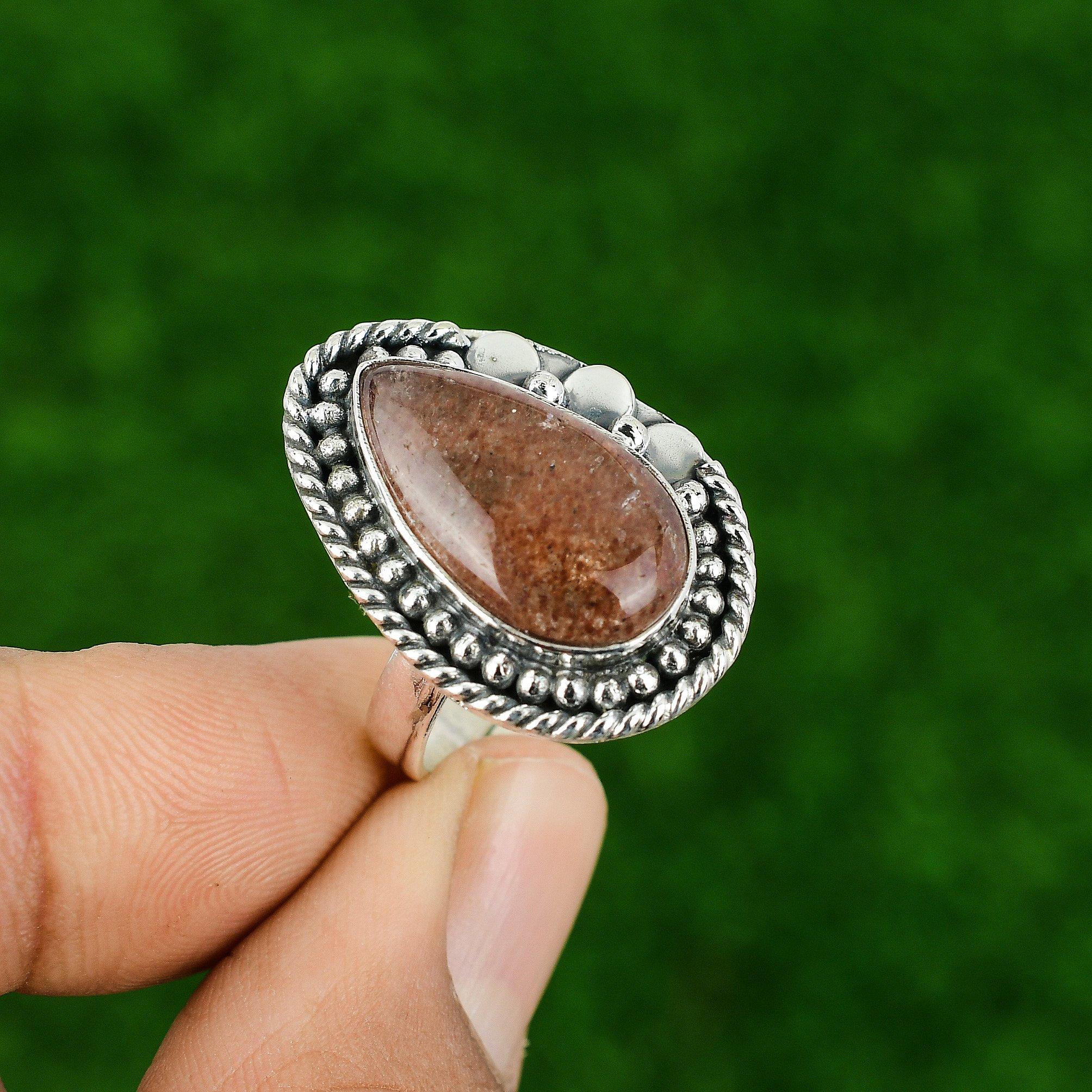 

Sterling Silver Natural Sunstone Stackable Mother Sacral Chakra New Ring Jewelry Adjustable
