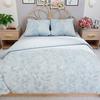 LILU Bedding Set 220x200 Cm - Satin Cotton, Blue, Plant Pattern
