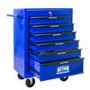 Mobile metal tool cabinet with 6 drawers, 508 mm (20 inch), ball-bearing drawer slides, organizing steel tool box – black-blue