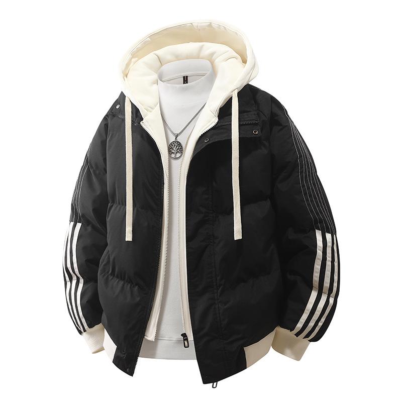 

Хлопковая куртка с капюшоном для мужчин, Зимняя теплая мужская куртка для подростков, Хлопковая куртка-двойка для отпуска S чёрный