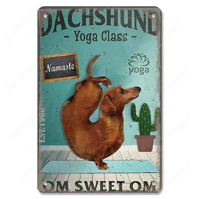 Pôster Vintage Cachorros Fofos de Estimação Placas de Metal de Estanho Dachshund Bulldog Placa de Metal Para Jardim Cafeteria Cozinha Decoração de Arte de Parede para Casa