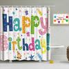 Happy Birthday Rainbow Shower Curtain for Kids Party  Polyester Fabric Bathroom Decor with Colorful Celebration Pattern