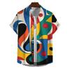 Summer Fashion Printed Shirt Men's Short Sleeve Shirt Cartoon Musical Instrument Printed Street Casual Men's Oversized Top
