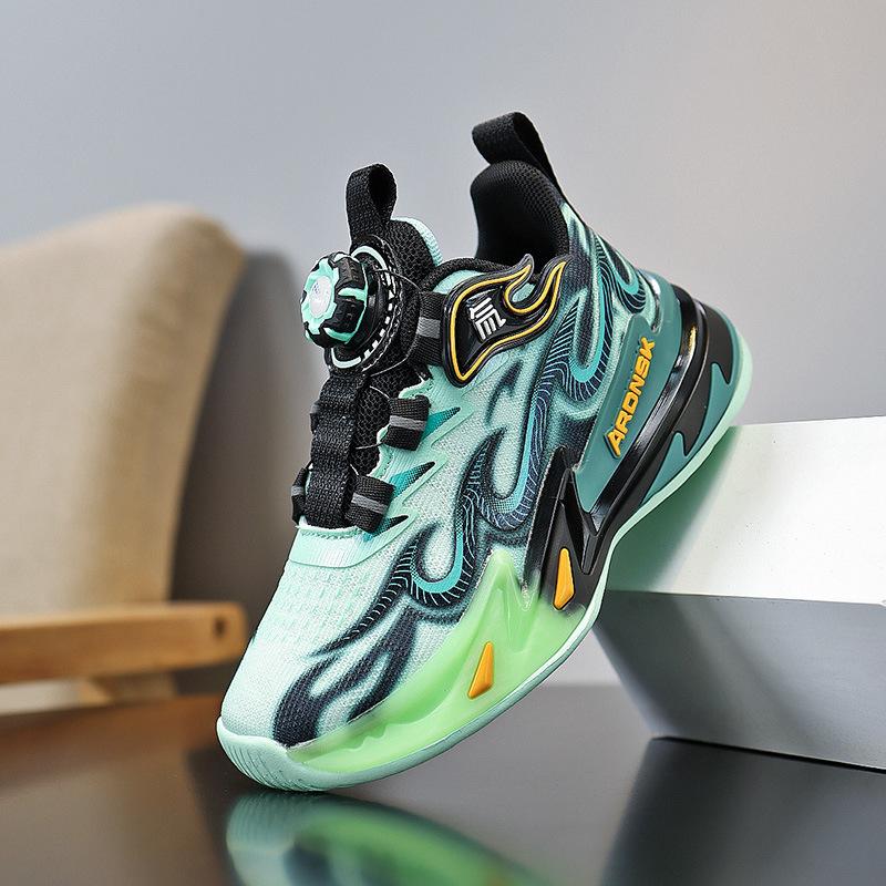 Children's shoes Boys' basketball shoes 2025 spring new leather waterproof sports shoes Medium and older boys' running shoes