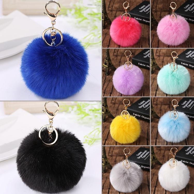 PORTACHIAVI SOFFICI Rex Rabbit Fur Handbag CIONDOLO CHARM PALLA soft pon pon Portachiavi