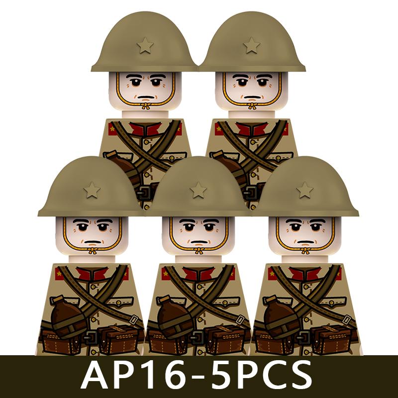 WW2 Military Soldier Figures Building Blocks Army Japanese Warrior Medical Nurse Officer Infantry Helmets UV Printed Bricks Toys