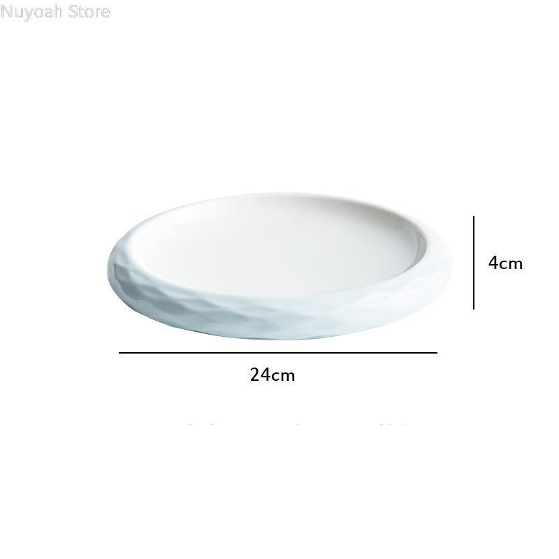 Creative White Round 11.6-inch Large Plate Restaurant Hotel Tableware Diamond Pattern Display Plate/dinner Set Plates and Dishes