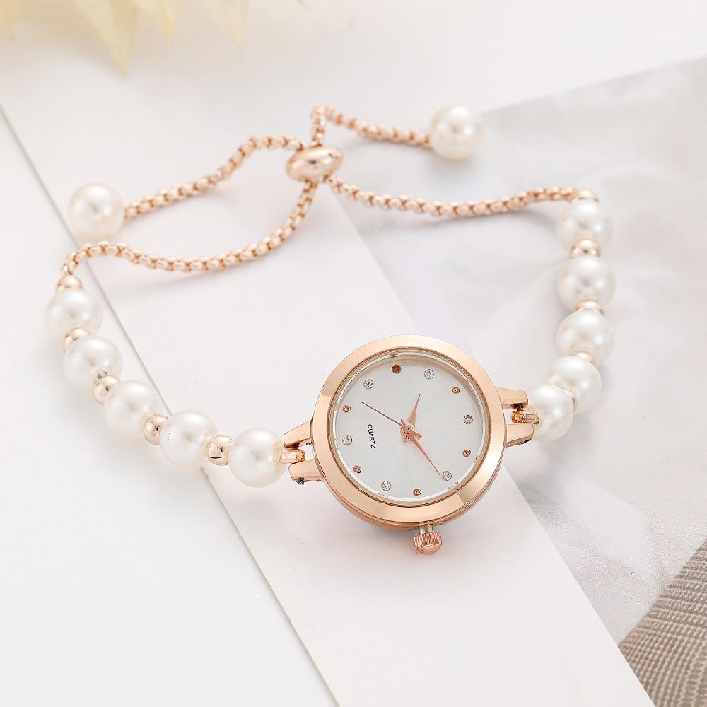 Adjustable Quartz Watch Precise Women's Watch Trendy Pearl Bracelet Watch  Birthday Gift