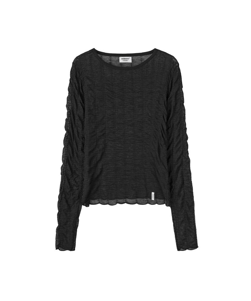 MELLOTORY Crinkle See-Through Knit Top (3 Colors)