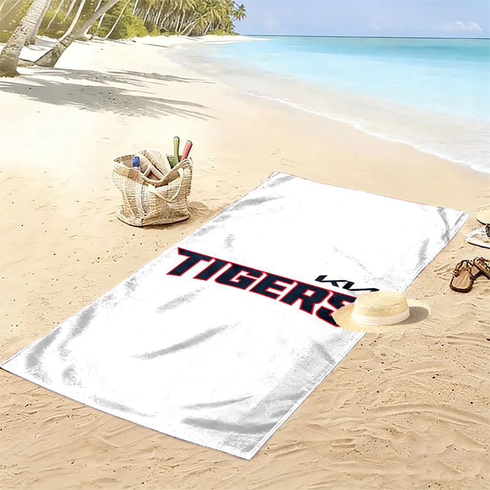 KIA Tigers Logo Design On White Background Patterned Beach Towel Quick Dry Perfect for Travel Outdoor Sports Jogging the Beach and Swimming