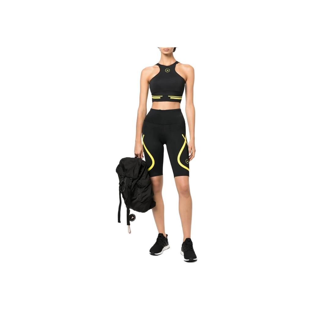 Adidas Logo Print High-Waisted Cycling Shorts Women Shorts Black HI6058