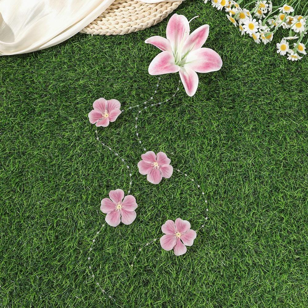 

Girl Sweet Long Tassel Duckbill Clips Fabric Petal Women Vintage Hairpin Lily Flower Hair Clip рожевий