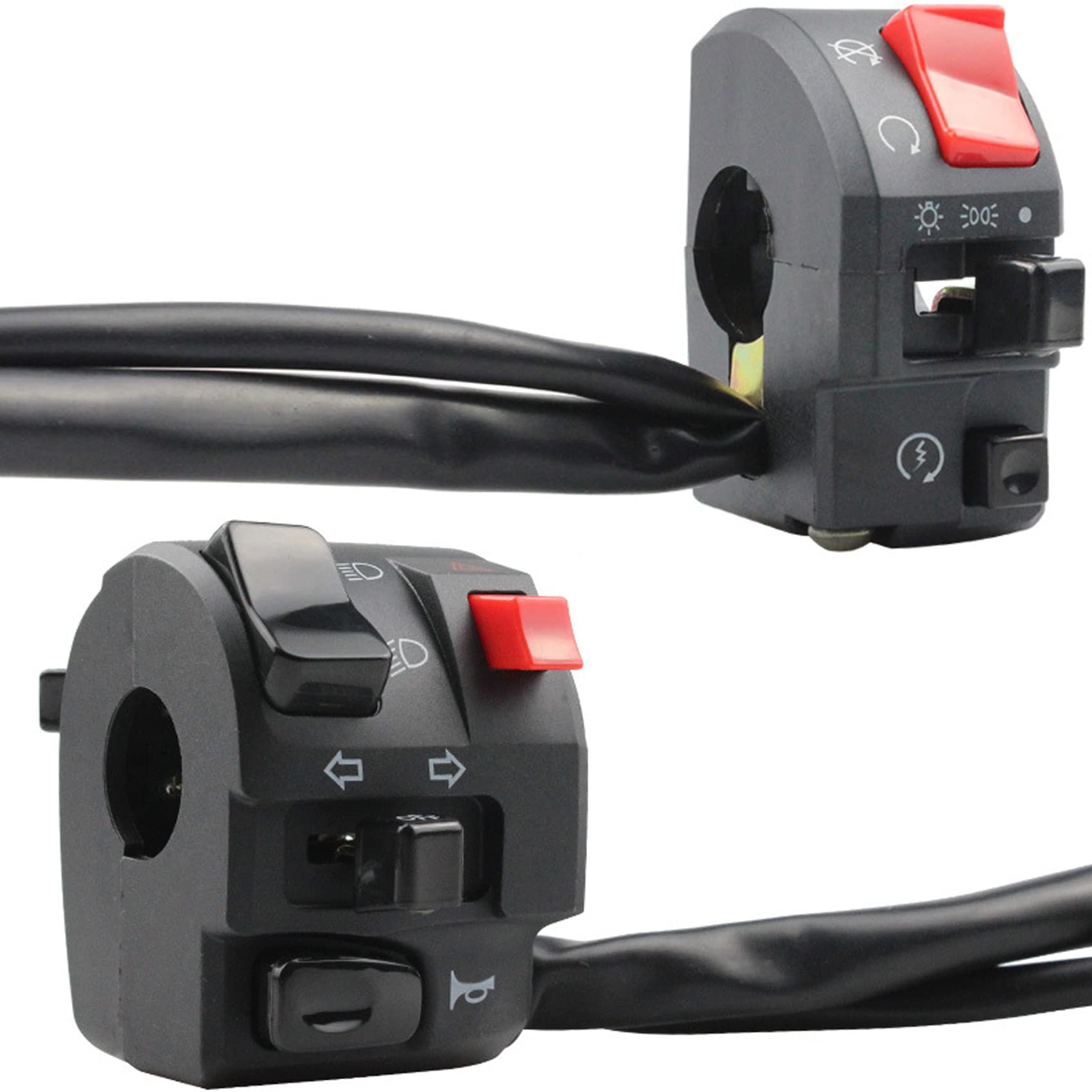 

YFFSFDC Мотоциклетный переключатель на руль 7/8 22 мм Мотоциклетный переключатель на руль Ближний свет Дальний свет Переключатель фары Кнопка запуска Кнопка сигнала Поворотник(комбинирование) combination