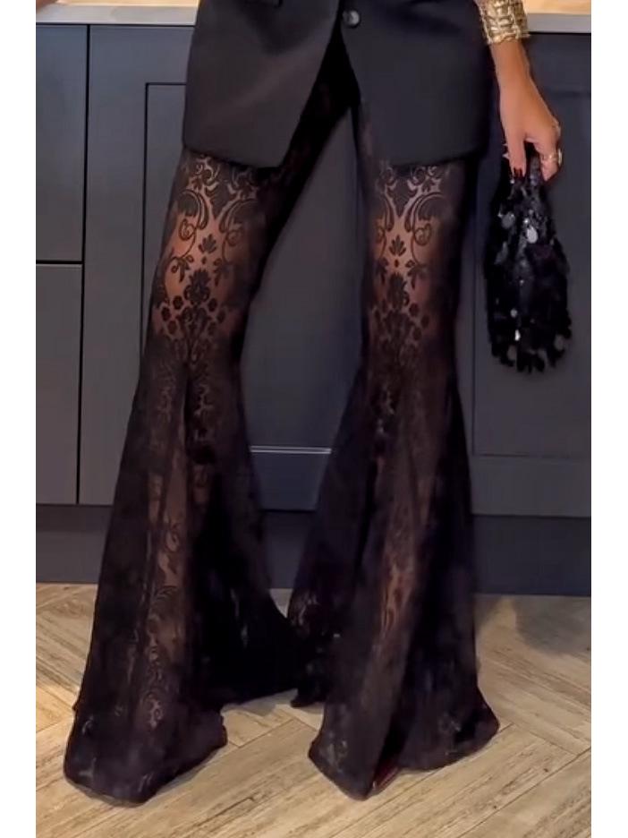 

Европейско-американский весенне-осенний кружевной повседневный костюм-двойка для женщин M