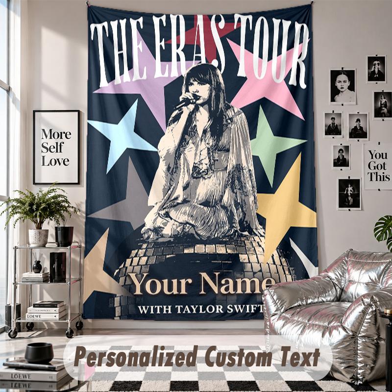Wall Hanging Tapestry With Custom Name & Text, Taylor Swift Decorative Tapestry For Bedroom