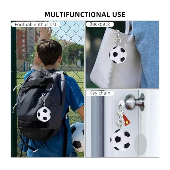 PACKOVE Soccer Ball Key Chain Plush Toy Sports Keychain Bag Charm for Women Boys Gift 3.5 Inch Lightweight 50G