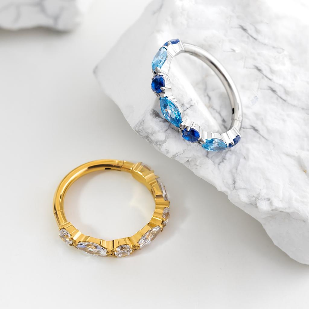G23 Titanium Color CZ Hinged Segment Clicker Earring Cartilage Nose Hoop Septum Rings Piercing Jewelry