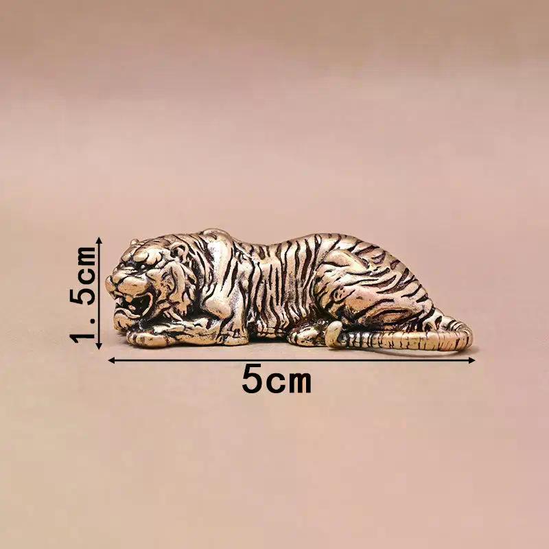 1Pcs Brass Zodiac Tiger Office Desk Ornament Statue Furniture Tea Pet Decoration Retro Desktop Office Decor