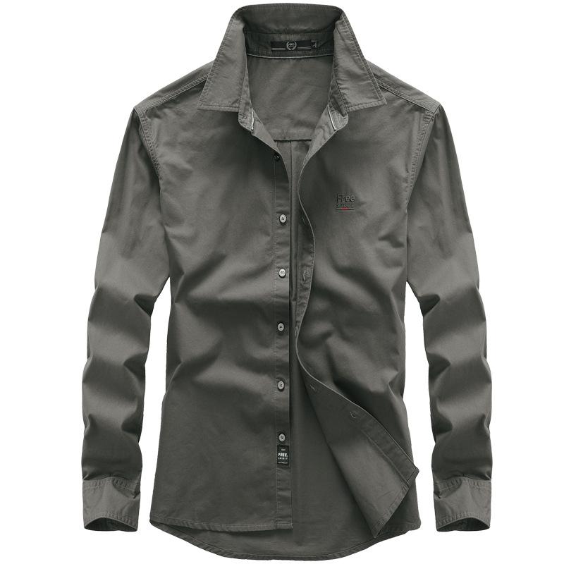 

Pure Cotton Long-sleeved Shirt Men s Outdoor Washing Work Shirt Spring and Autumn New Style Middle-aged and Young Business Top Coat 4XL