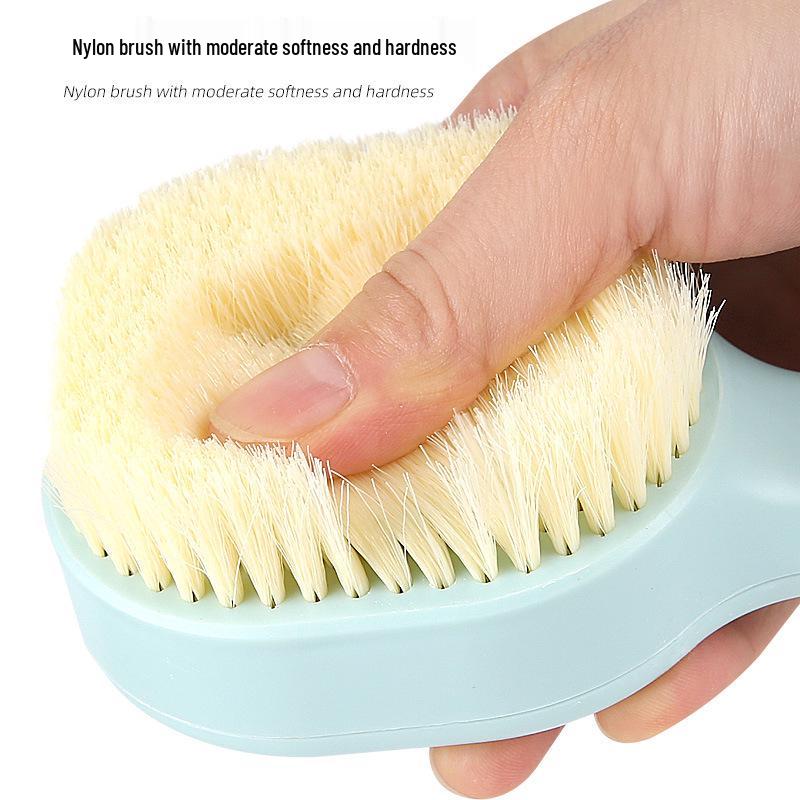 Wall-Mounted Long-Handled Liquid Dispensing Bath Brush with Soft Bristles