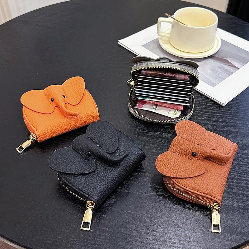 Baby Elephant Wallet Coin Wallet Card Bag Unisex PU Material Premium Feel Girl's Favorite Animal Image Wallet Elephant