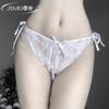 Sexy underwear women's sexy perspective lace lace bow side strap open crotch briefs women
