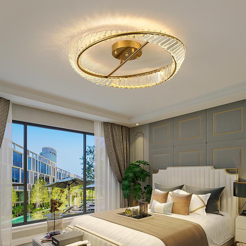 Italian Minimalist Crystal LED Ceiling Light for Bedroom and Living Room