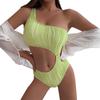Women's One-piece Swimsuit Sexy Color Textured Fabric Sexy One-shoulder Swimsuit