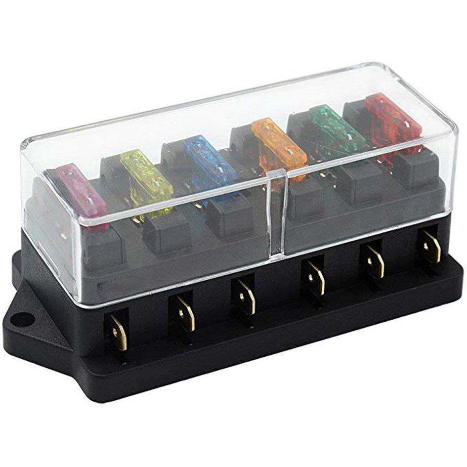 Buy 6 Way Chip Fuse Block Bracket With Cover + 6 Blade Fuse Block 12 V