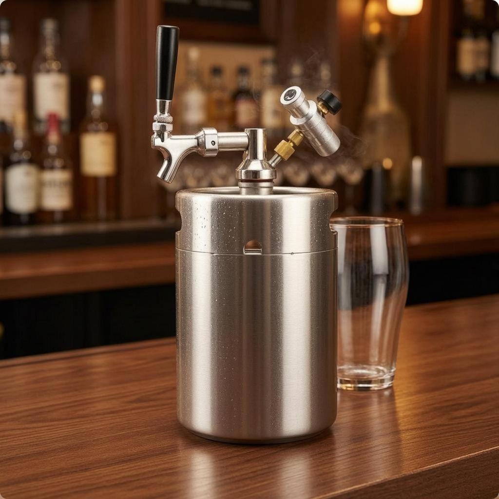 Stainless Steel Mini Keg Beverage Dispenser Easy to Clean Refreshment