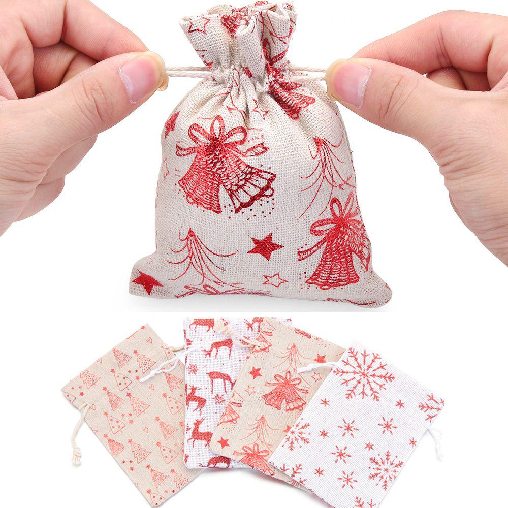 

Хранение свадебных сувениров, органайзер для конфет, снежинок, сумка на шнурке, джутовые подарочные пакеты с Рождеством