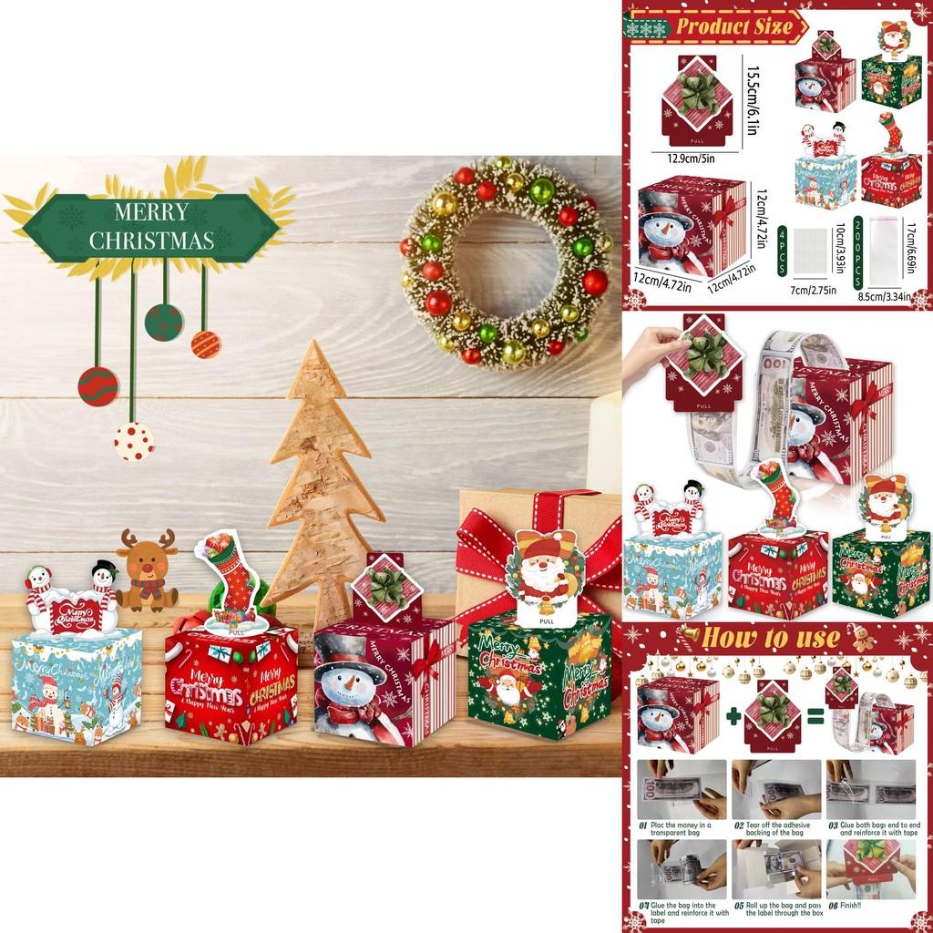 Christmas Themed Pattern Paper Box Set Holiday Decoration Props For Holiday Celebrations