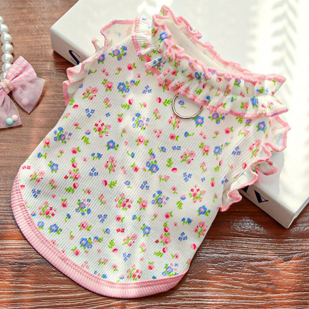 Soft Puppy Floral Vest Breathable Pet Summer Clothes Fashion Pet Princess Dress  Pet Party